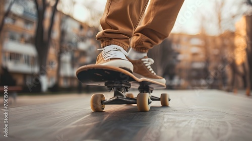 Carefree Skateboarding Through a City Park on a Sunny Afternoon Capturing the Essence of Outdoor Recreation and Youthful Freedom © R Studio