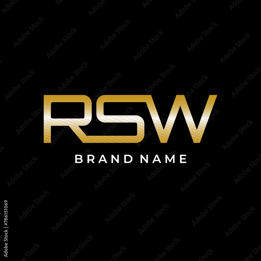 RSW initial letter logo design 