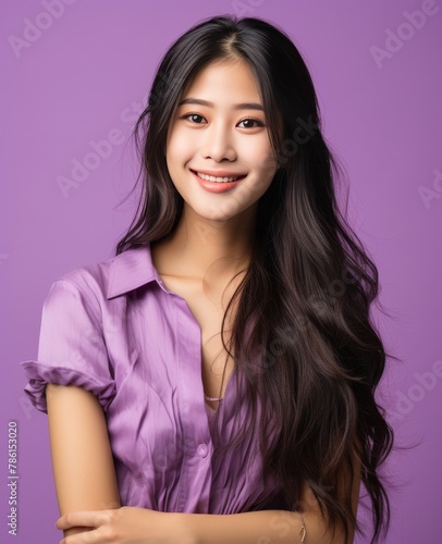 Portrait of girl  A woman is wearing a casual clothing and smiling