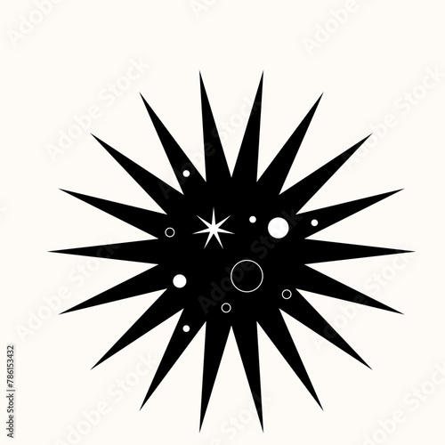 Geometry of the Cosmos  A Stark Black Star Cutting Through Space. Minimalist Design Meets Celestial Elegance in Sharp Contrast. An Iconic Symbol of Night  Rendered in Simple  Striking Lines