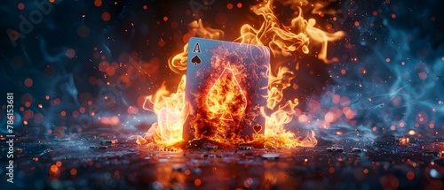 Burning Ace - The Fiery Card of Chance. Concept Magic, Cards, Games, Luck, Destiny