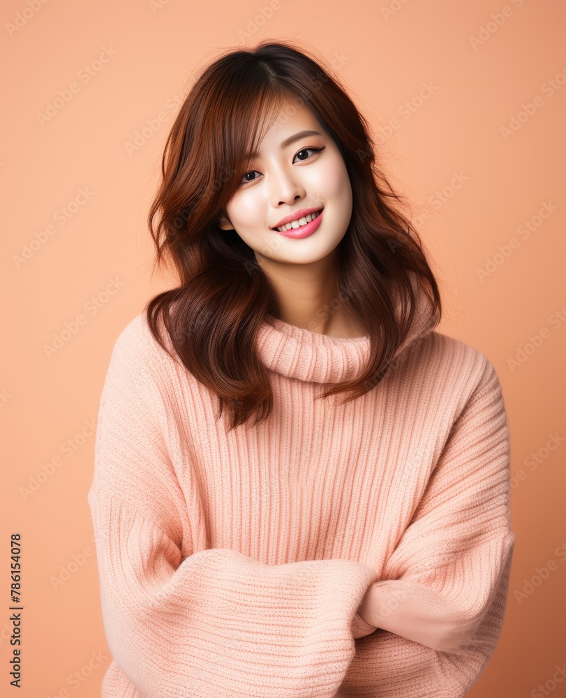 Obraz premium Portrait of girl, A woman is wearing a casual clothing and smiling