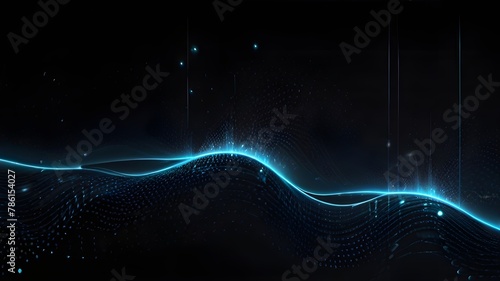 abstract background On a black background, an abstract futuristic background wave with connected dots and lines