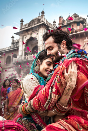 A vibrant Bollywood poster bursting with emotions.