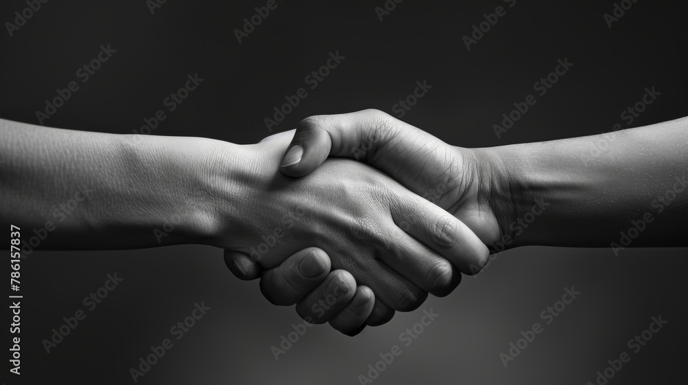 Handshake between two partners in black and white... Handshake between two partners in black and white...