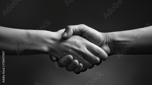Handshake between two partners in black and white...