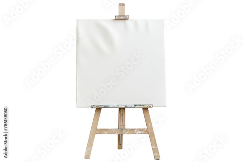 A blank white canvas stretched on a frame, a starting point for an artist. isolated on white background