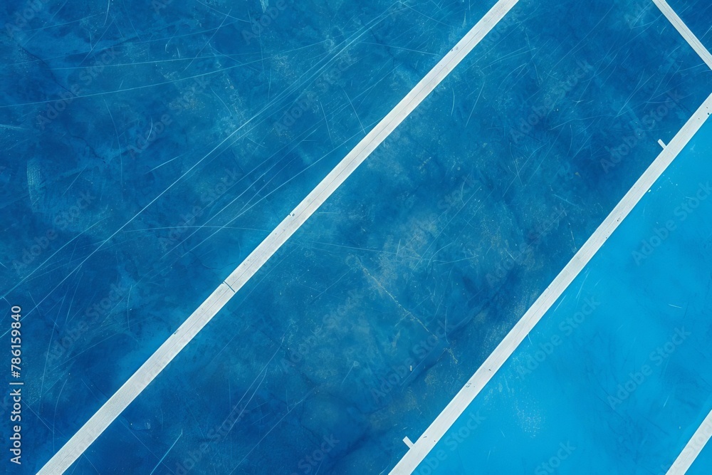 minimalist blue tennis court with crisp white lines abstract sports background aerial view fine art photography