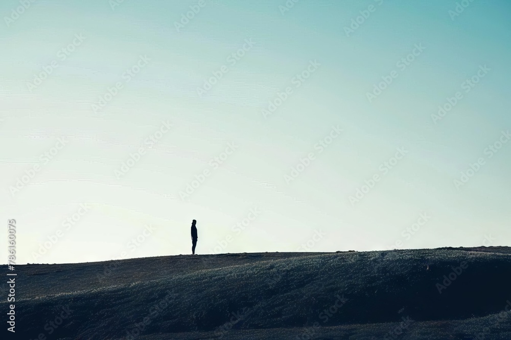 minimalist portrait of mysterious person in desert landscape silhouette against vast open space fine art photography