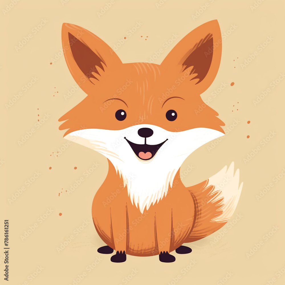 Obraz premium a aged fox cartoon, nursery wall print, europe kids story book art style сreated with Generative Ai