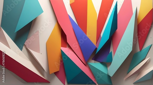 abstract colorful geometric background with triangle shaped paper pieces, minimalist illustration background, hd wallpaper, vector art 