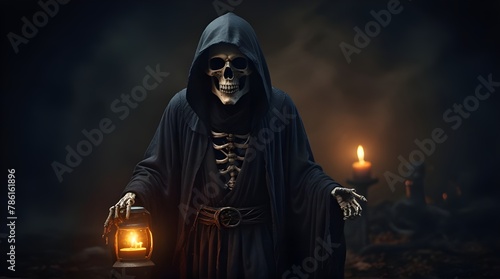 reaper, a skeleton in a raincoat.generative.ai 