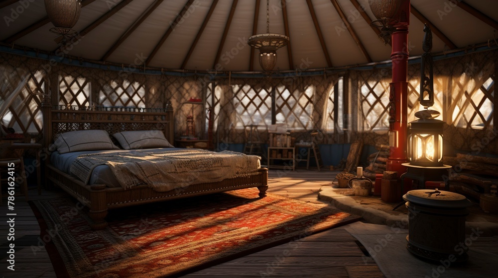 A photo of a Yurt with Minimal Aesthetics A photo of a Yurt with Minimal Aesthetics