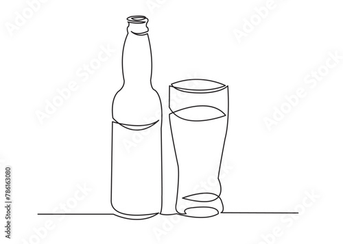 a bottle of beer and a glass