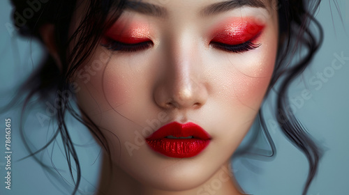 Young asian woman with gorgeous bright make-up