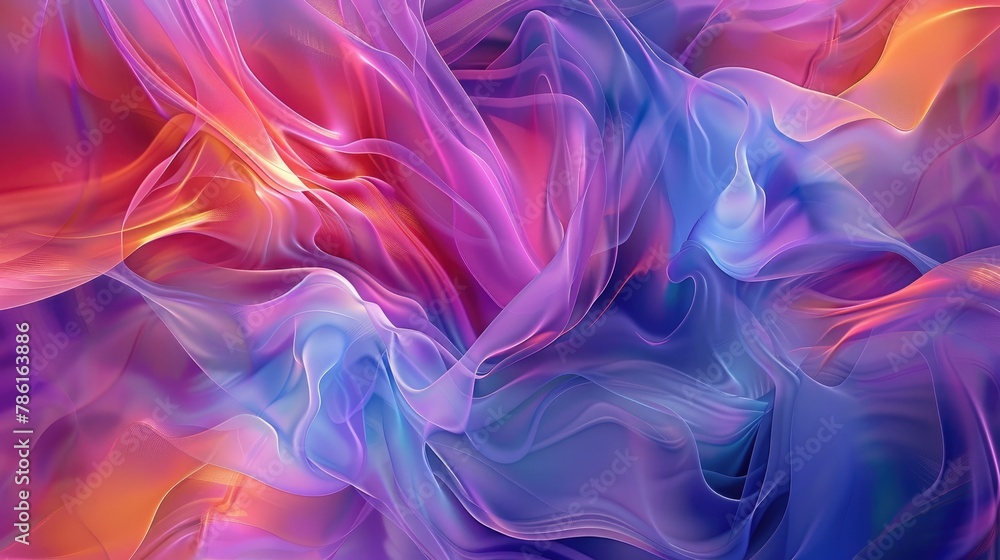 Abstract digital artwork showcases graceful waves of varying colors such as purple pink blue and orange Abstract digital artwork showcases graceful waves of varying colors such as purple pink blue and orange