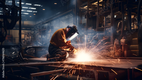 man welds at the factory