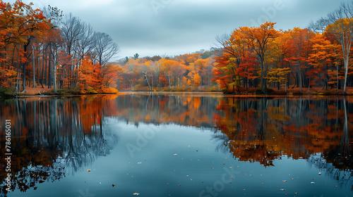 autumn landscape with lake  beautiful landscape 
