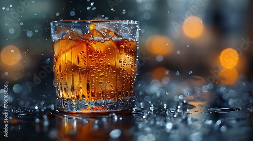 Condensation trickles down the glass, a testament to the frosty allure of the perfectly chilled beverage within. photo