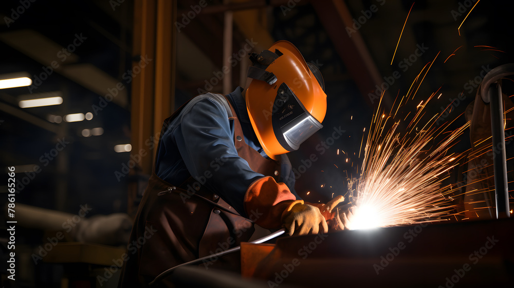 man welds at the factory man welds at the factory