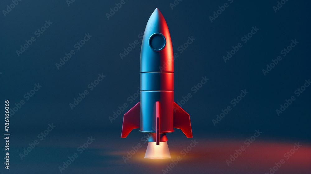 Obraz premium A captivating 3D render of a rocket with a sleek, solid backdrop,