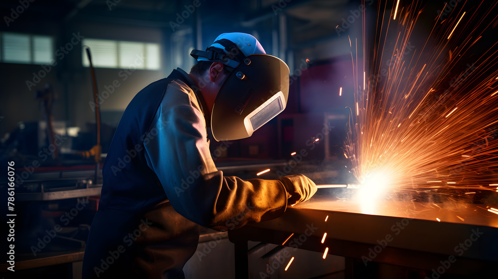 man welds at the factory man welds at the factory