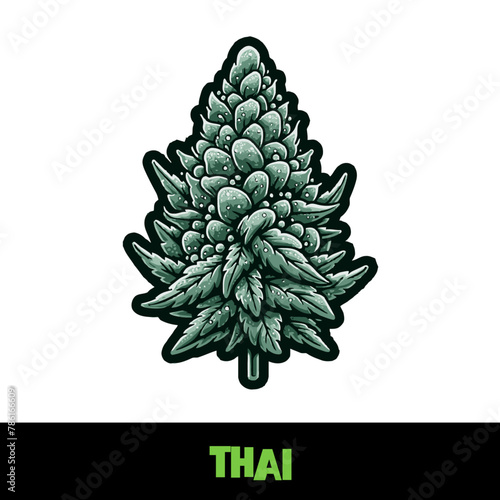Vector Illustrated Thai Cannabis Bud Strain Cartoon