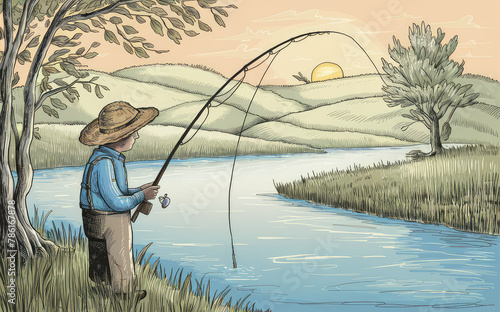 illustration, fishing