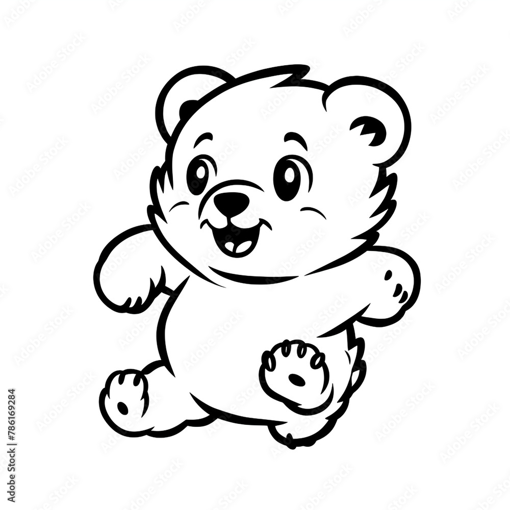 dynamic running teddy bear, Black and white, line drawing, white background сreated with Generative Ai dynamic running teddy bear, Black and white, line drawing, white background сreated with Generative Ai