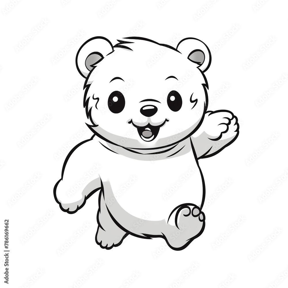 dynamic running teddy bear, Black and white, line drawing, white background сreated with Generative Ai dynamic running teddy bear, Black and white, line drawing, white background сreated with Generative Ai