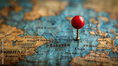 Red Push Pin on Map of Europe
