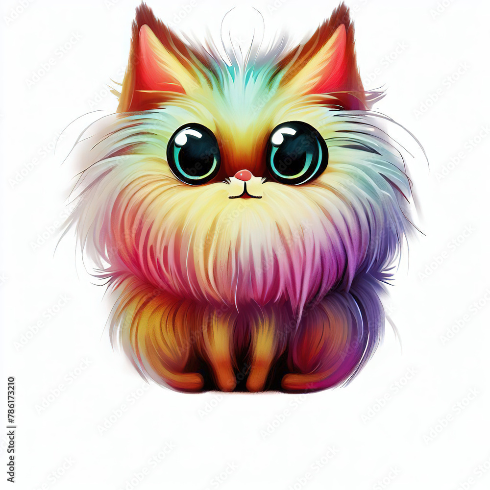 Obraz premium furry forest animal with beautiful colors and white backgroundwith Generative AI technology
