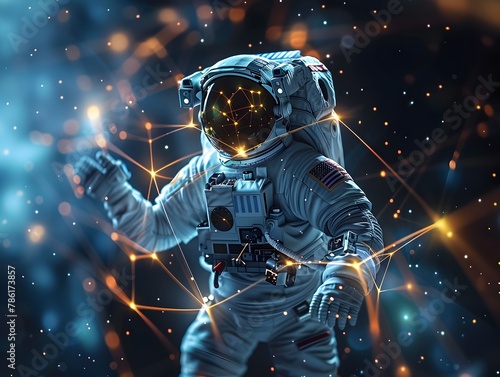 Astronaut Immersed in Futuristic Neural Network Exploring the Cosmic Void © Meta