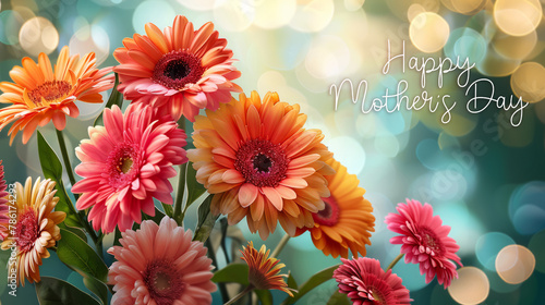 Bouquet of Pink Flowers With Happy Mothers Day Message