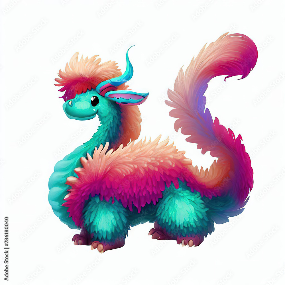 Obraz premium furry forest animal with beautiful colors and white backgroundwith Generative AI technology