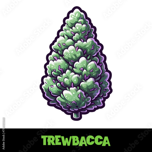 Vector Illustrated Trewbacca Cannabis Bud Strain Cartoon