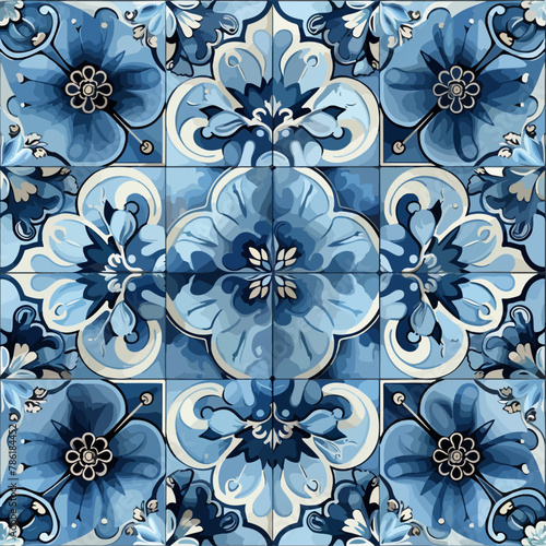 Old portuguese, italian, sicilian tile, flower tile