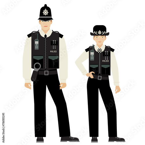 man and girl in policeman's uniform