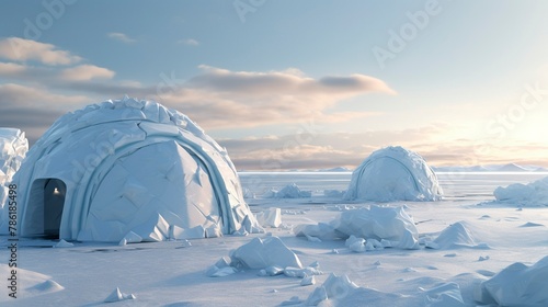 A photo of an Igloo in a Serene Arctic Environment © Xfinity Stock