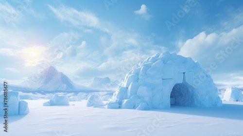 A photo of an Igloo in a Serene Arctic Environment © Xfinity Stock