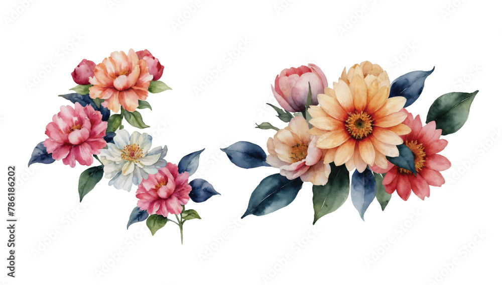 Natural background with watercolor flowers
