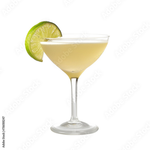 Gimlet Cocktail with Lime Garnish in Elegant Glass on Transparent Background