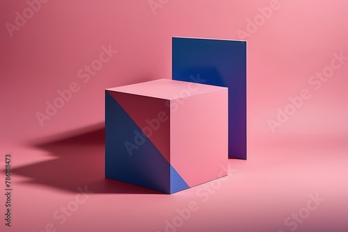 Minimalist Vibrant Color 3D Cube in Memphis Style    Vibrant Color Room With 3D Cube