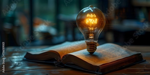 Glowing Light Bulb Over Open Book Symbolizing Knowledge Acquisition and Professional Growth