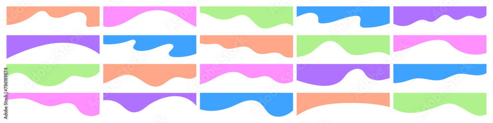 Set of simple border, divider, separation, top header shape vector illustration