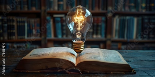 Illuminating Insights A Solitary Light Bulb Illuminating a Dense Textbook Representing Deep Learning and the Discovery of New Ideas