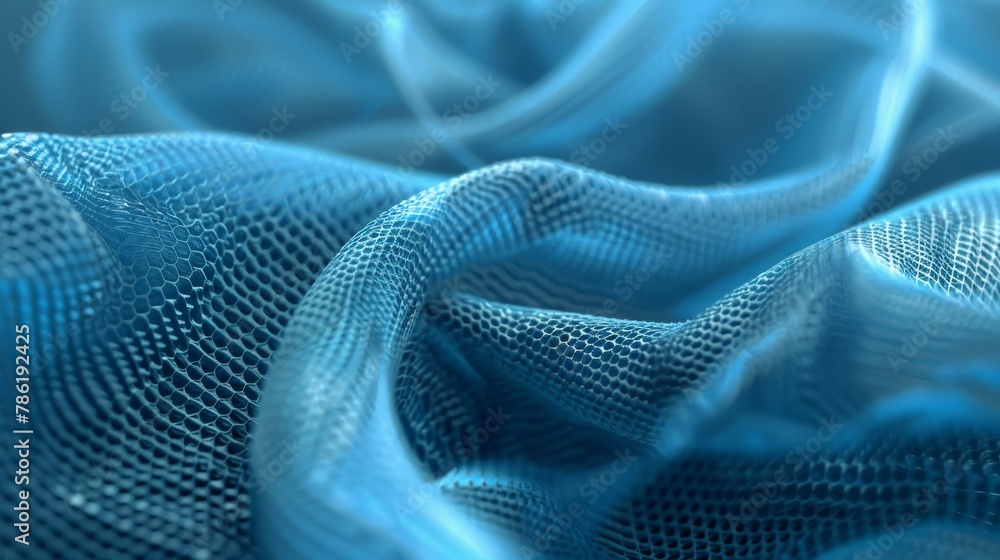 3D render of nano-engineered smart textiles with a zoomed-in view showing the fabrics nano-coating that adapts to temperature changes. The fabric is depicted in a wearable technology context 3D render of nano-engineered smart textiles with a zoomed-in view showing the fabrics nano-coating that adapts to temperature changes. The fabric is depicted in a wearable technology context