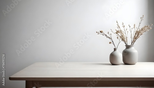 Clean Aesthetic Scandinavian style table with decorations. Zen. Spiritual  
