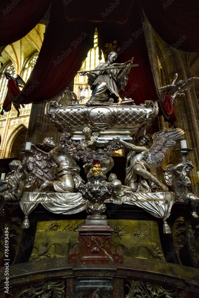 Inside St. Vitas Cathedral in Prague