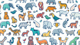 Popular wild life animals icons square seamless pattern